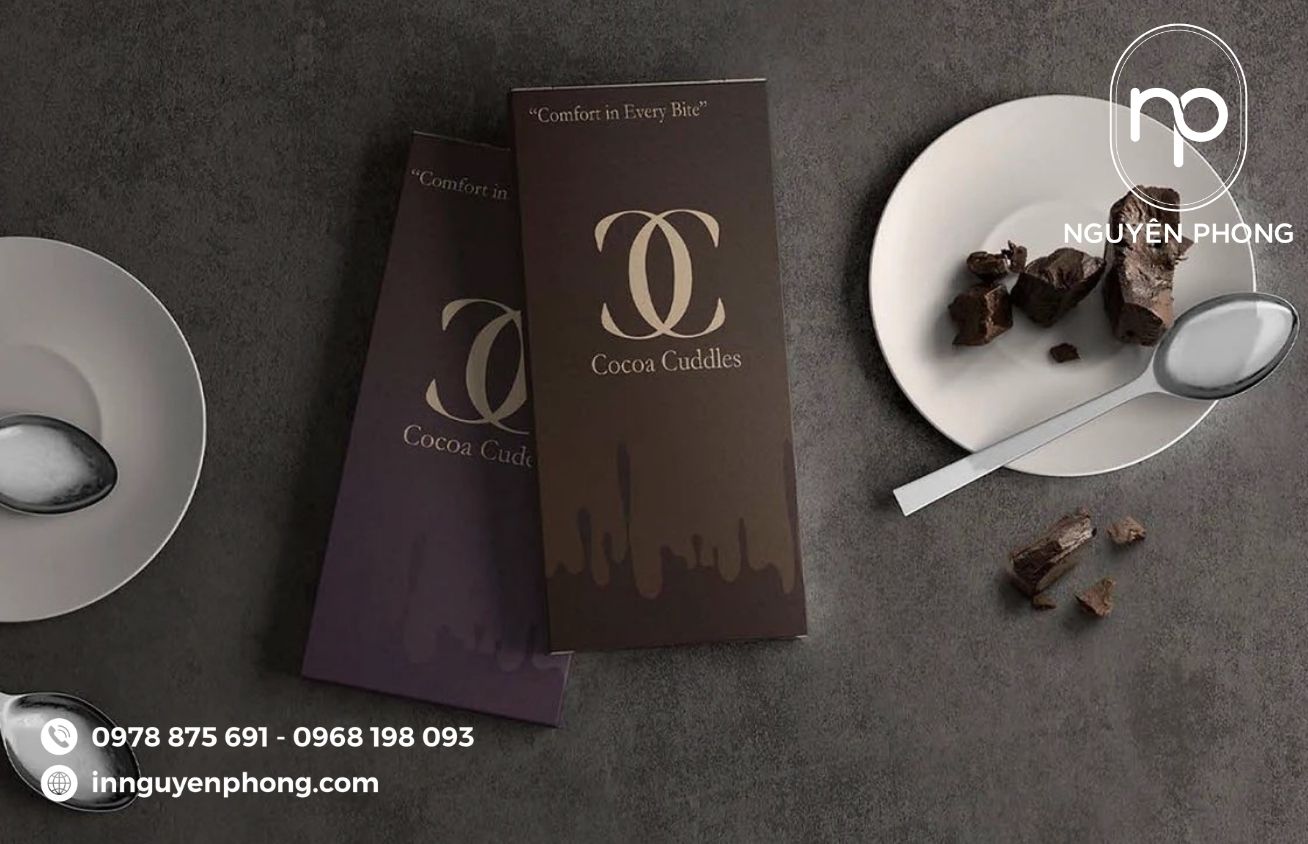 Mẫu hộp giấy đựng bột cacao đen đơn giản 